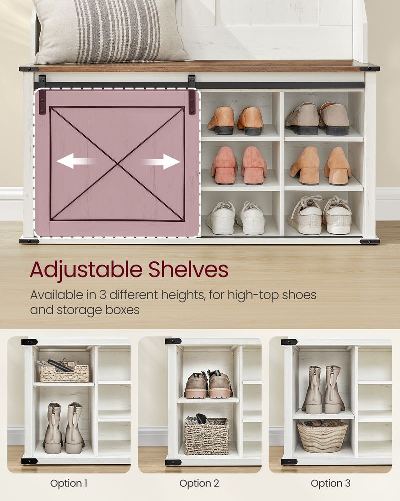 Hall Tree With Bench and Shoe Storage Coat Rack With Cabinet