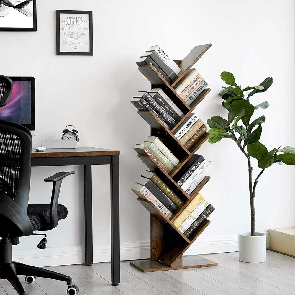 Bookshelf - 9 Tier Tree - Space Saving Corner Bookcase