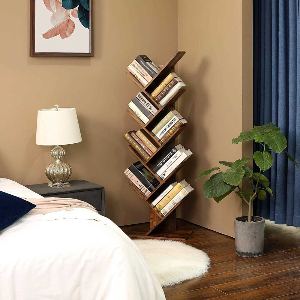 Bookshelf - 9 Tier Tree - Space Saving Corner Bookcase