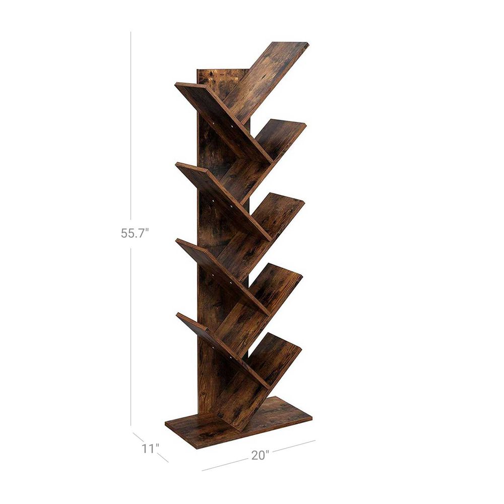 Bookshelf - 9 Tier Tree - Space Saving Corner Bookcase