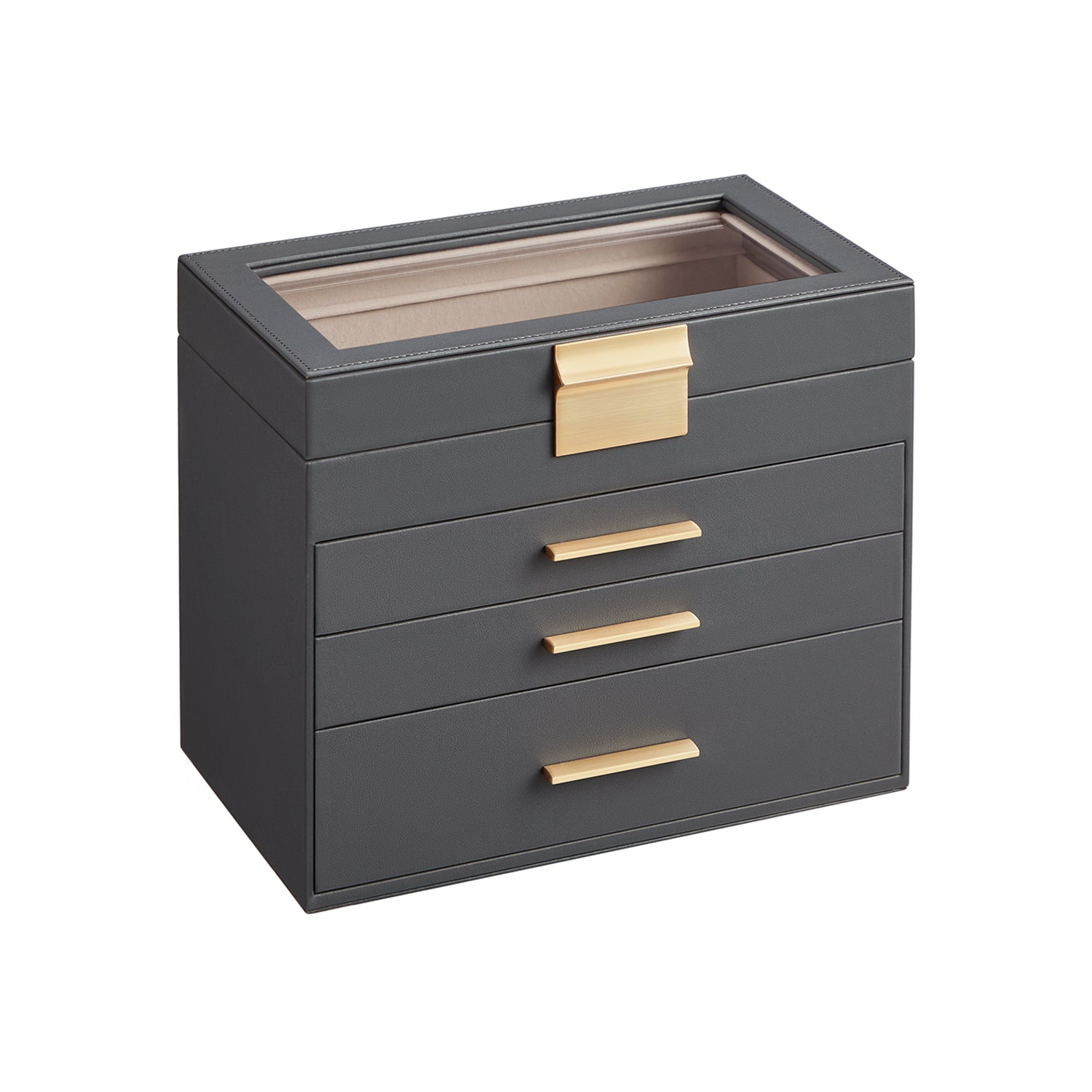 Jewelry Box Organizer - 4 Layer - Glass Lid - Large Storage