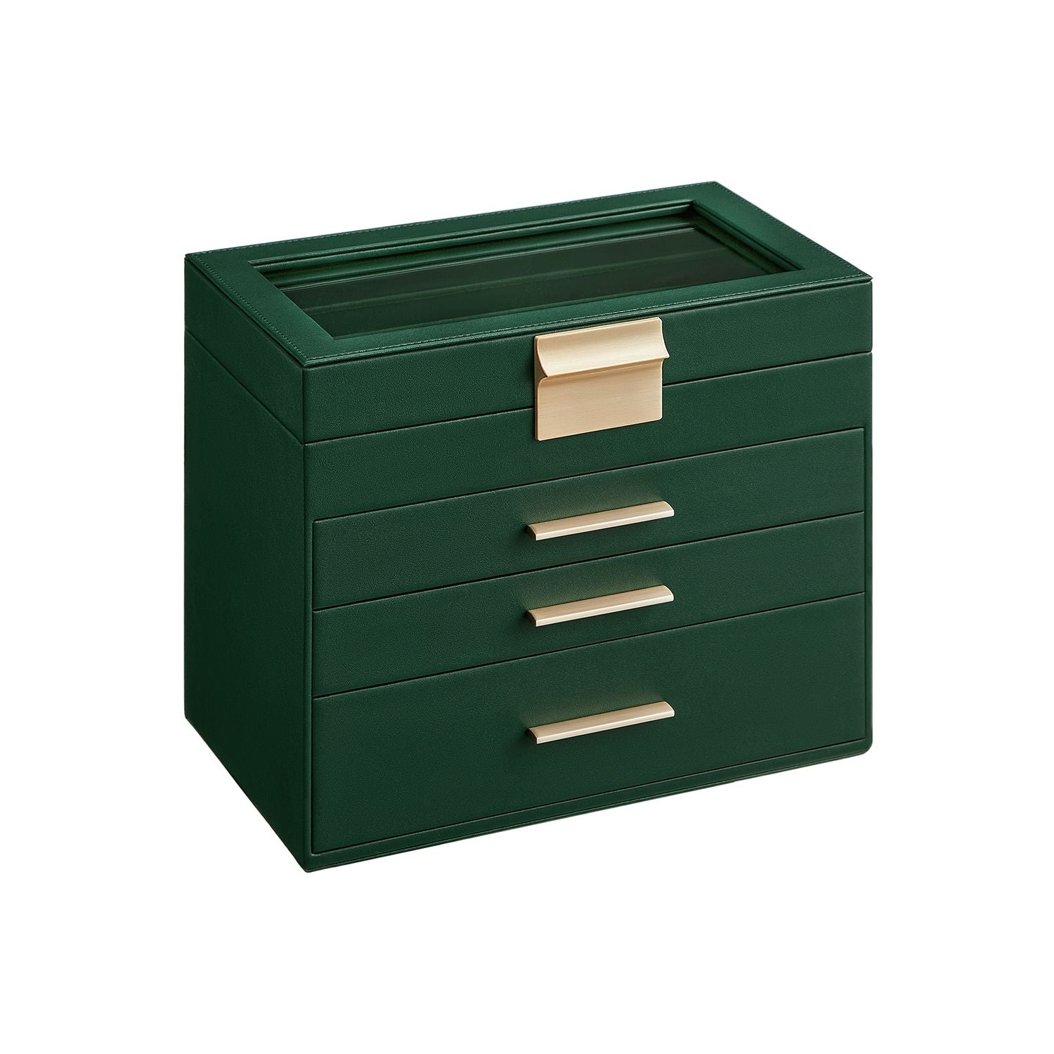 Jewelry Box Organizer - 4 Layer - Glass Lid - Large Storage