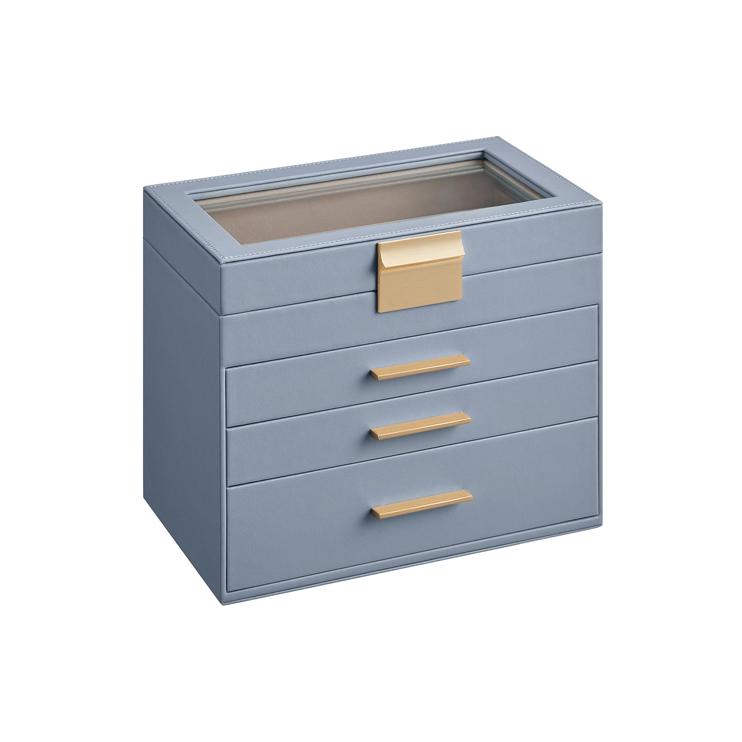 Jewelry Box Organizer - 4 Layer - Glass Lid - Large Storage