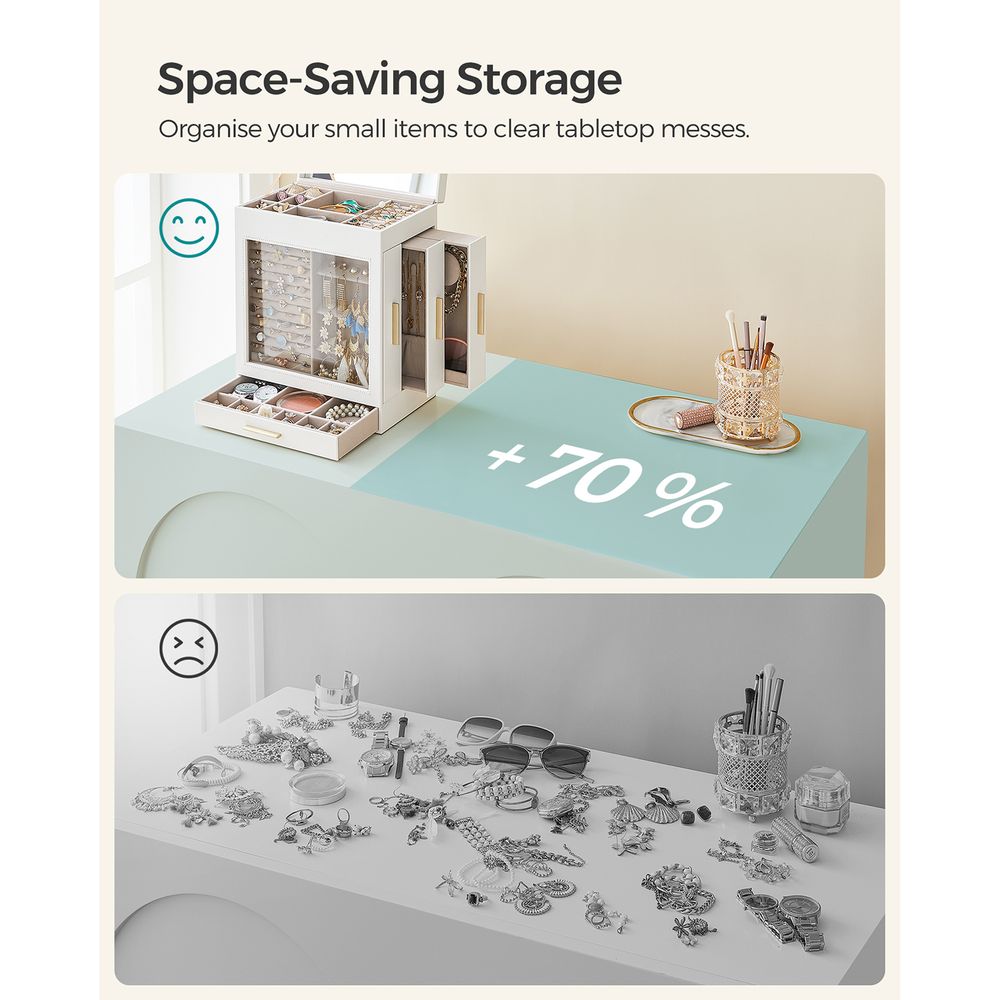 Jewelry Organizer Box - 5 Layer - Glass Window - Mirror Drawers