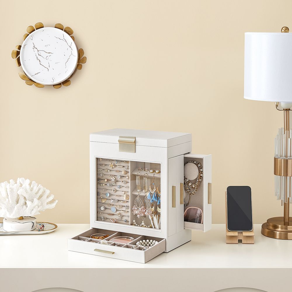 Jewelry Organizer Box - 5 Layer - Glass Window - Mirror Drawers