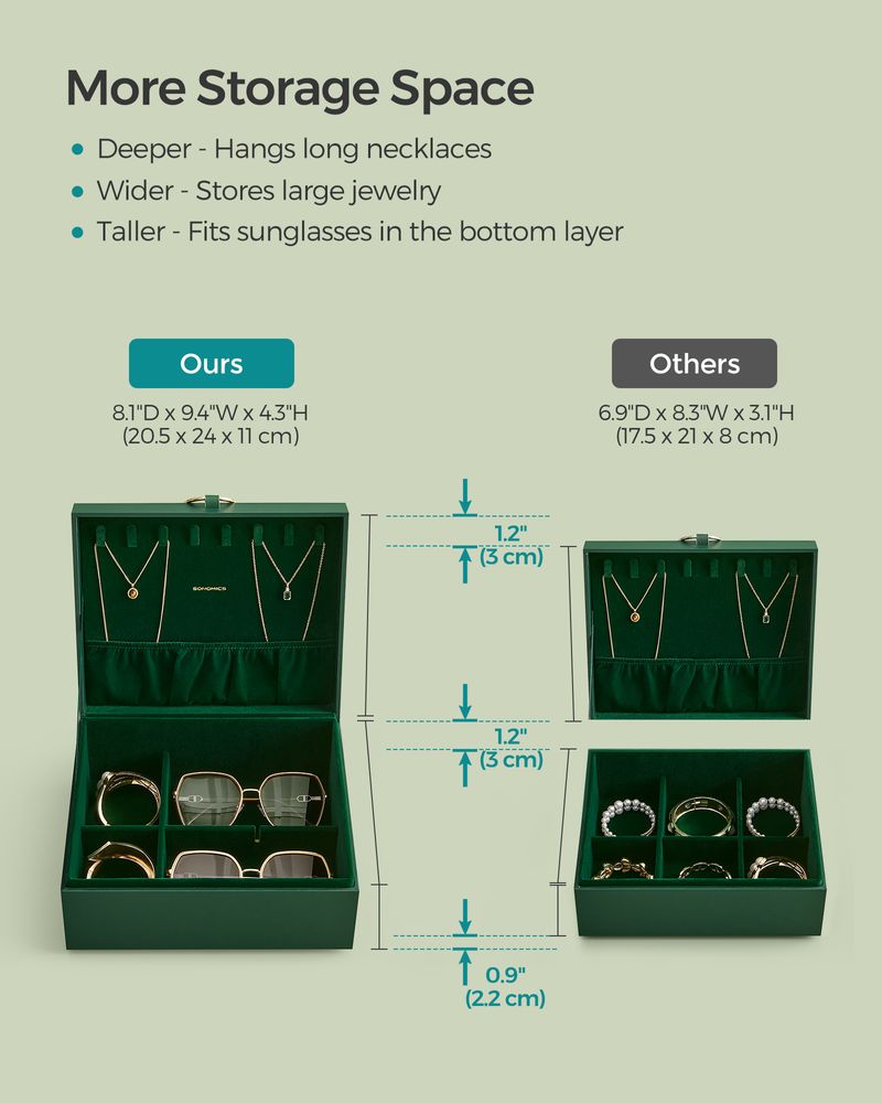 Jewelry Box Organizer - 2 Layer - With Handle And Removable Tray