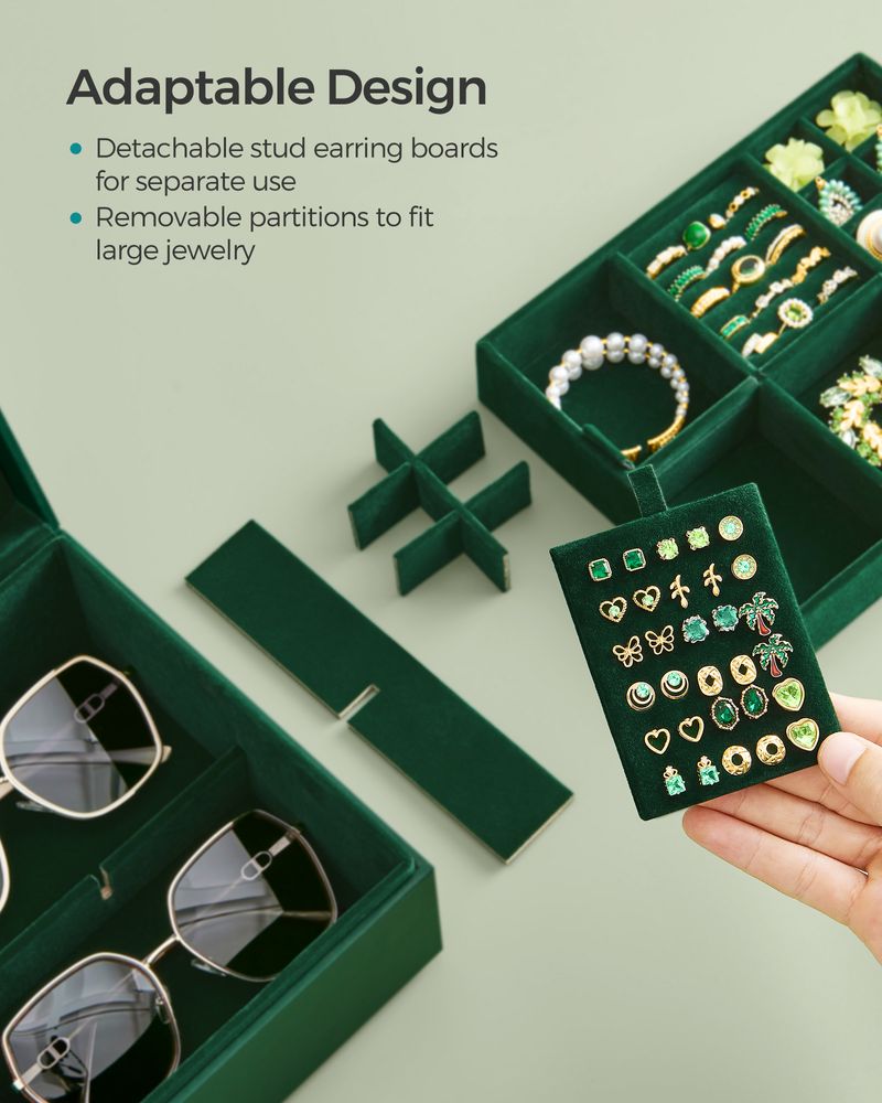 Jewelry Box Organizer - 2 Layer - With Handle And Removable Tray