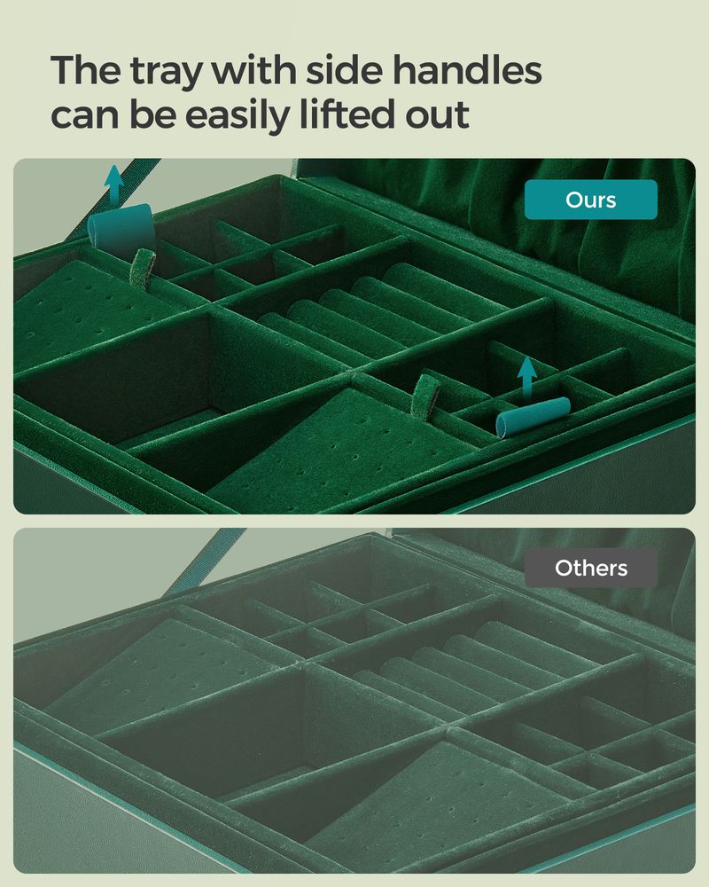 Jewelry Box Organizer - 2 Layer - With Handle And Removable Tray