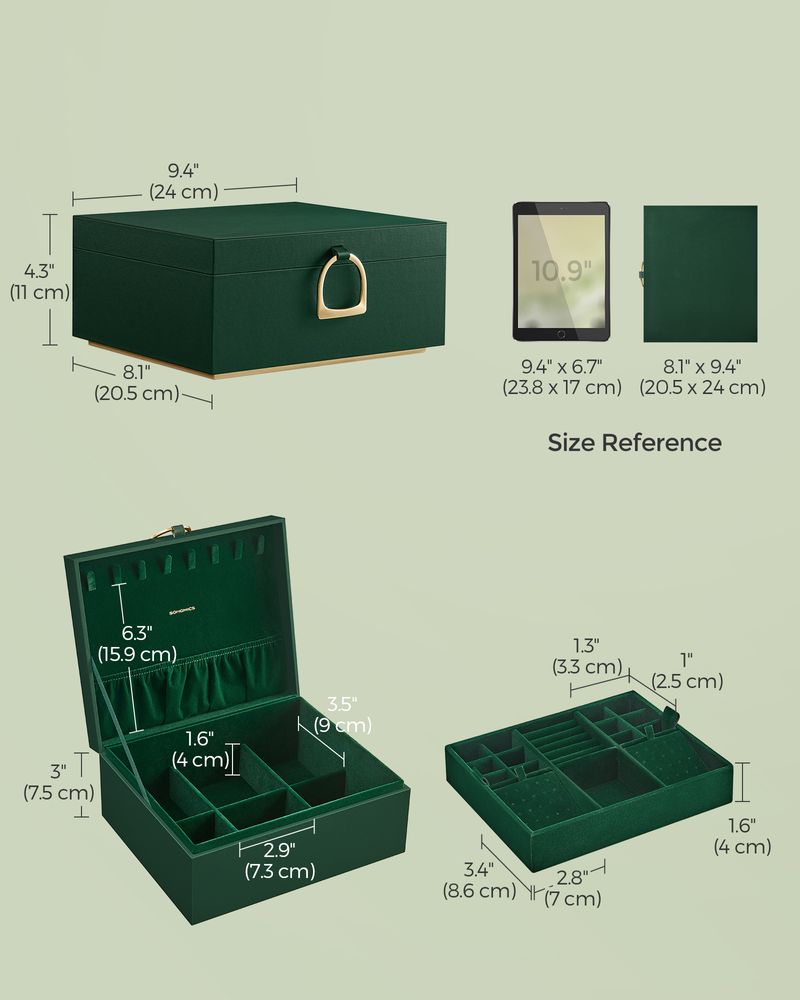 Jewelry Box Organizer - 2 Layer - With Handle And Removable Tray