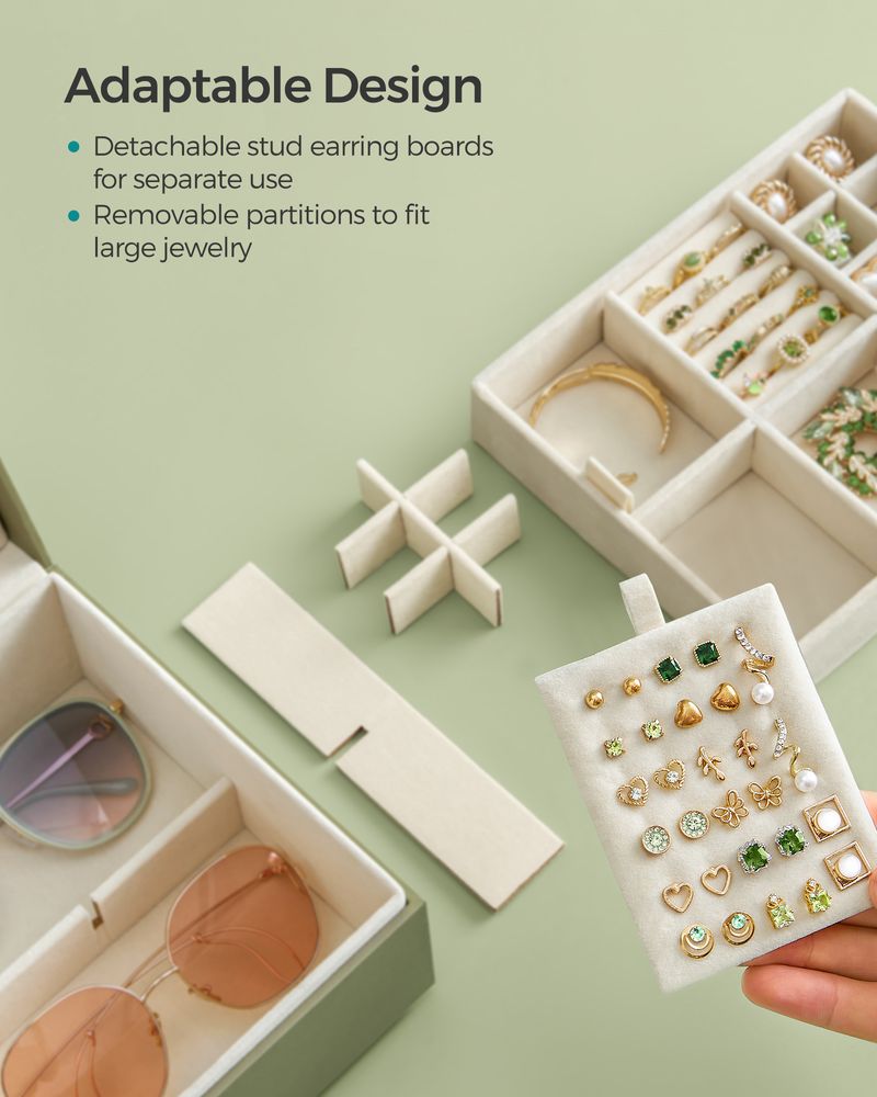 Jewelry Box Organizer - 2 Layer - With Handle And Removable Tray