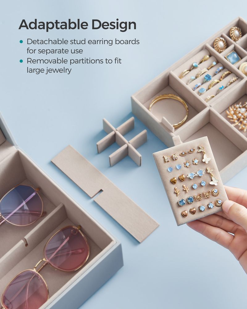 Jewelry Box Organizer - 2 Layer - With Handle And Removable Tray