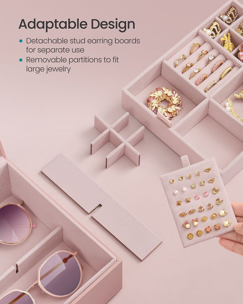 Jewelry Box Organizer - 2 Layer - With Handle And Removable Tray