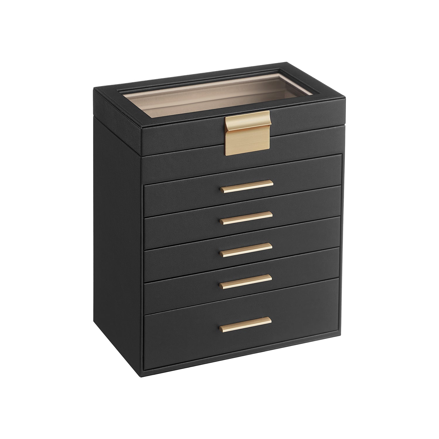 Jewelry Box Organizer - 4 Layer - Glass Lid - Large Storage