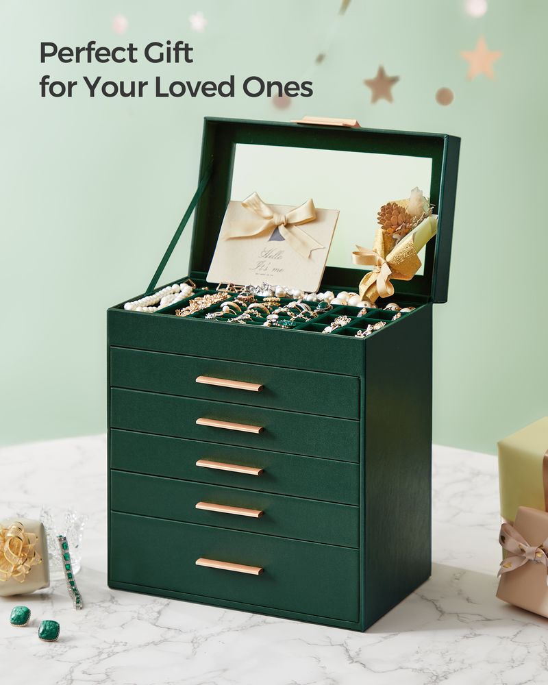 Jewelry Box Organizer - 4 Layer - Glass Lid - Large Storage