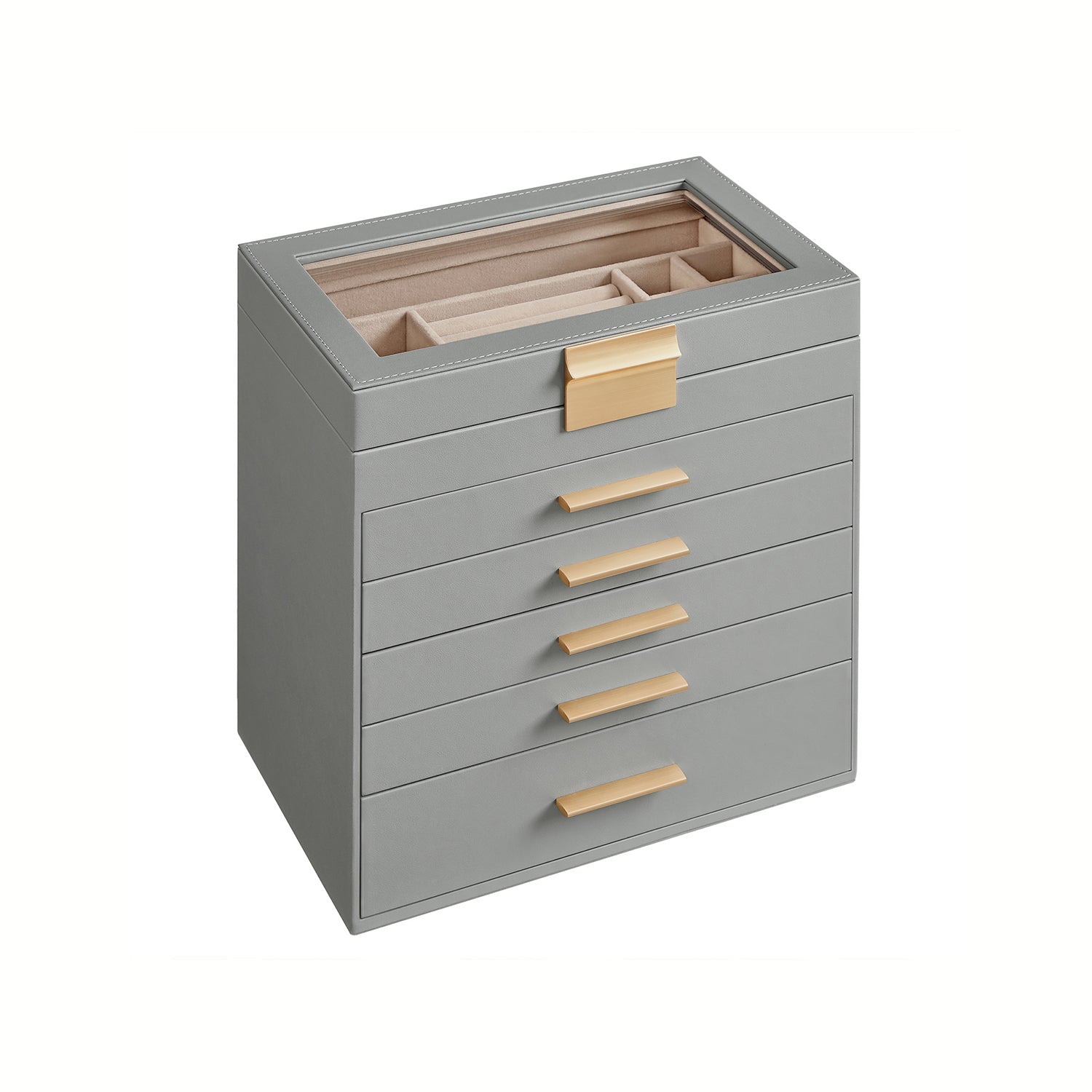 Jewelry Box Organizer - 4 Layer - Glass Lid - Large Storage