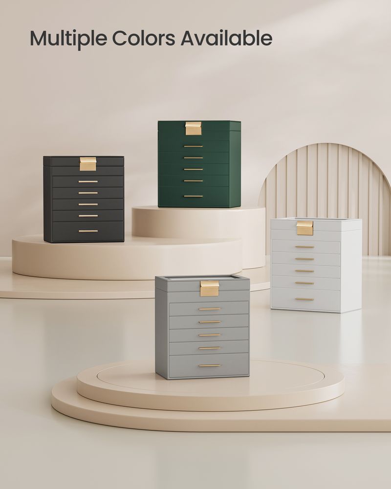 Jewelry Box Organizer - 4 Layer - Glass Lid - Large Storage