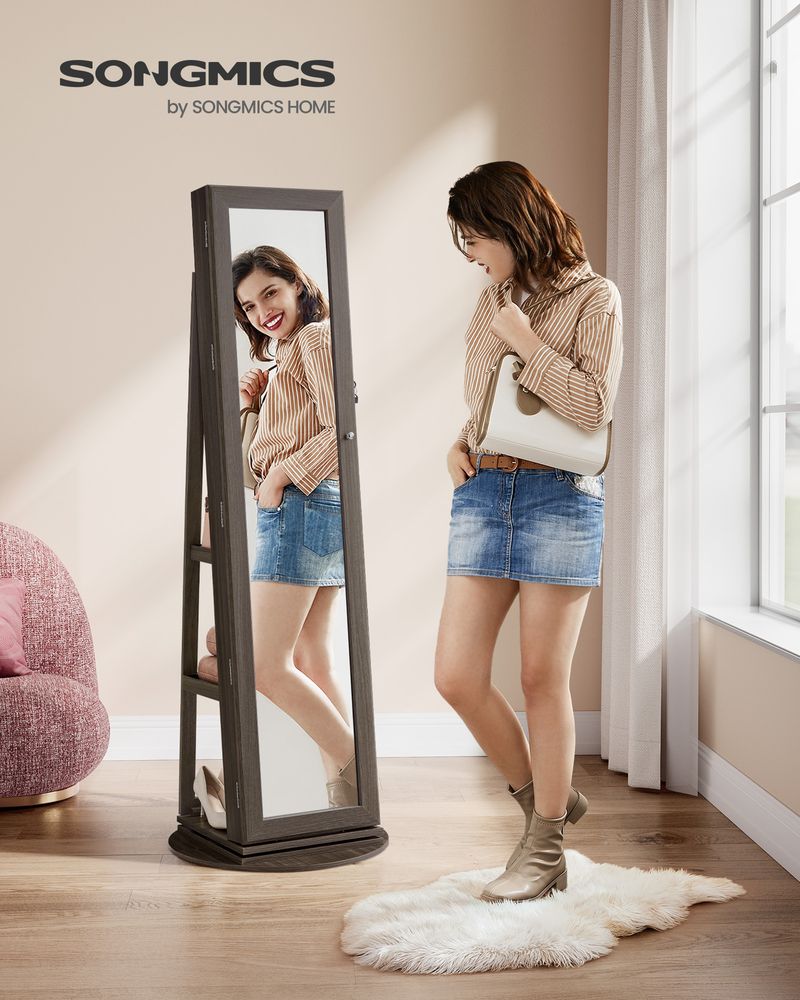Jewelry Organizer Cabinet - Lockable - Full Length Mirror
