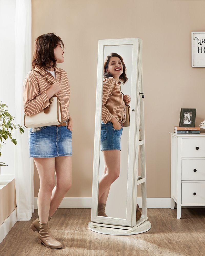 Jewelry Organizer Cabinet - Lockable - Full Length Mirror