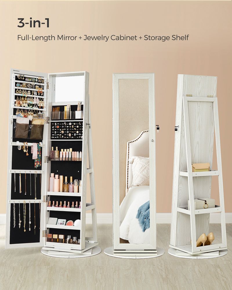 Jewelry Organizer Cabinet - Lockable - Full Length Mirror