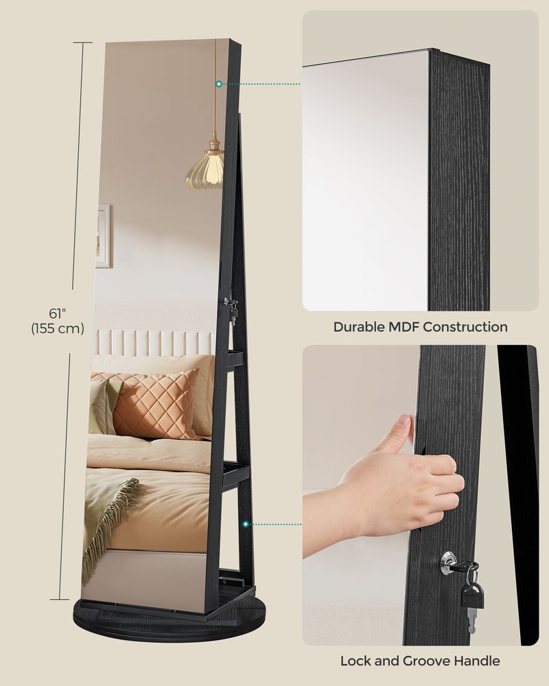Jewelry Organizer Cabinet - Lockable - Mirror - 6 LED Lights