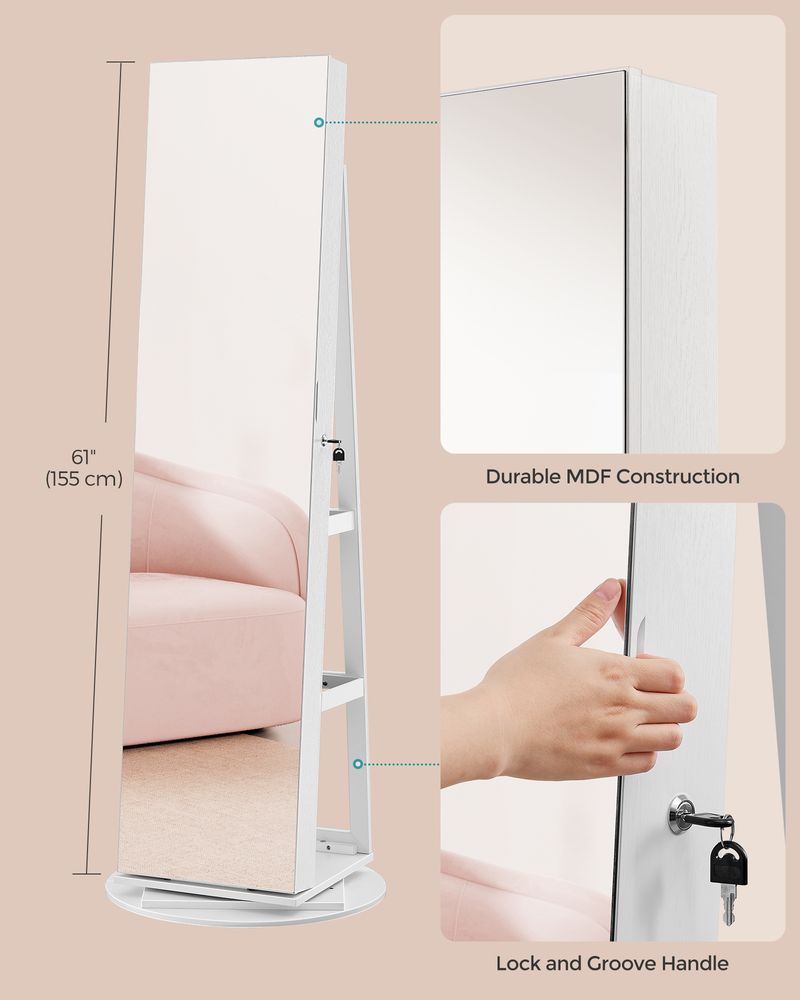 Jewelry Organizer Cabinet - Lockable - Mirror - 6 LED Lights