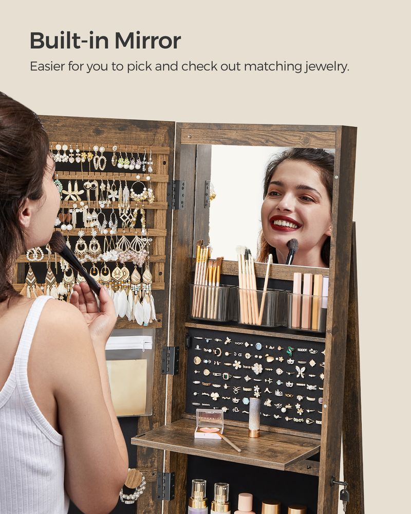 Jewelry Organizer Cabinet - Lockable - Mirror - 6 LED Lights