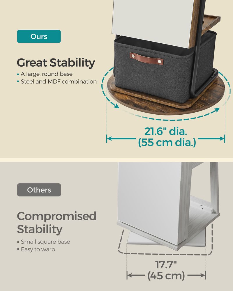 Jewelry Cabinet - 360 Degree Swivel - Mirrored With Lights