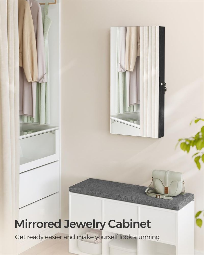 Jewelry Cabinet Armoire - Mirror With LED Lights - Wall Mounted
