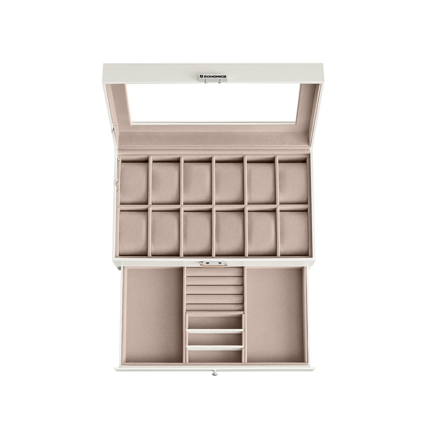 Watch Case Organizer - 6 Slot Lockable - Glass Lid Storage