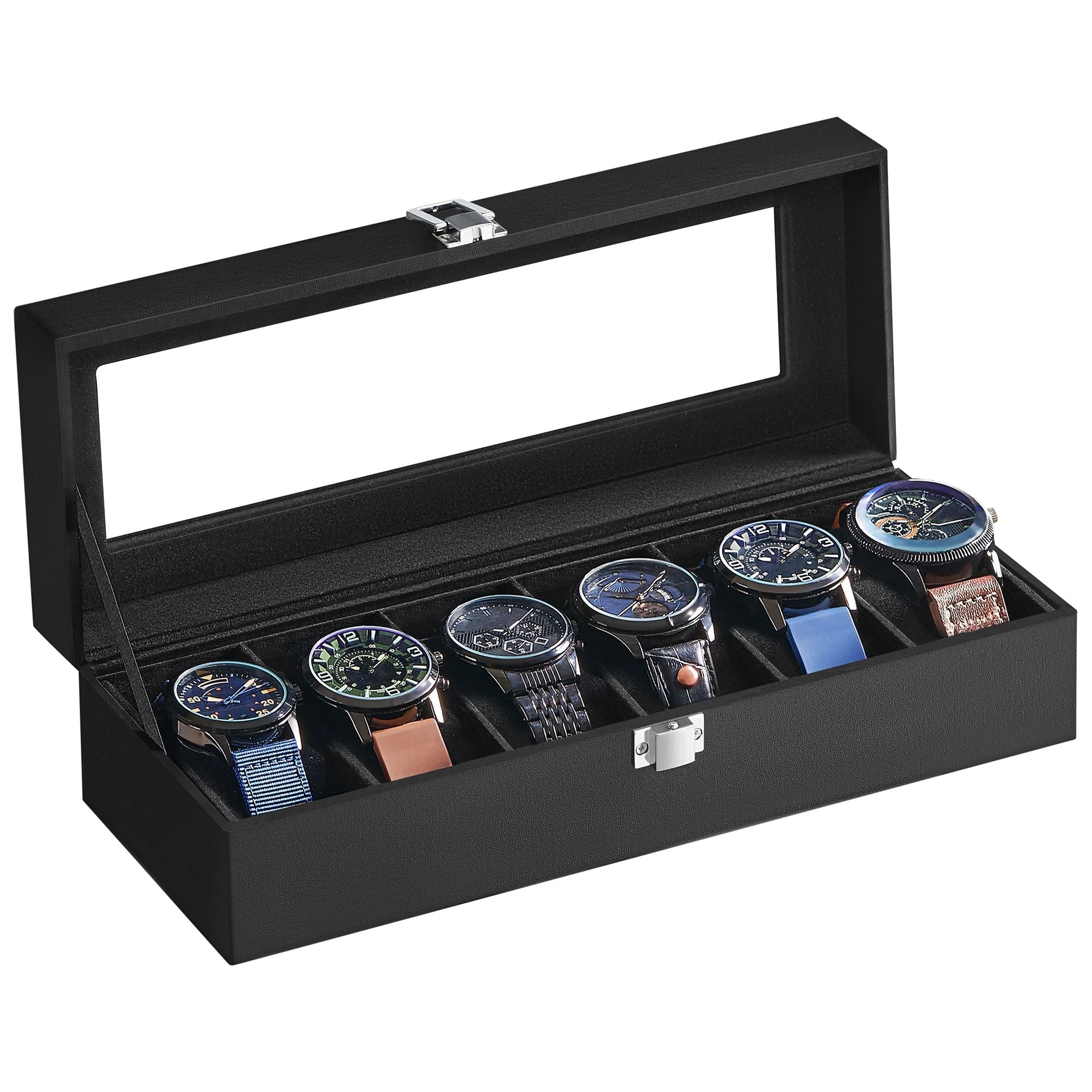 Watch Case Organizer - 6 Or 12 Slot - Large Glass Lid