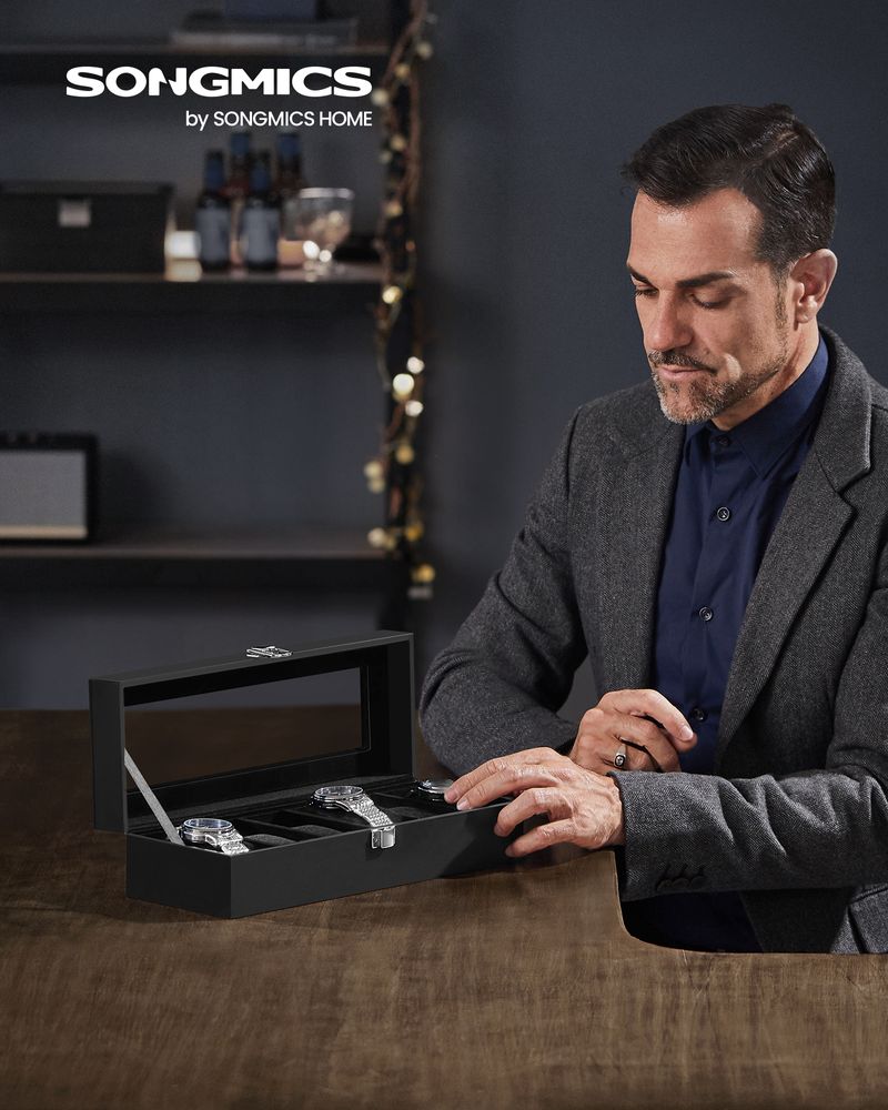 Watch Case Organizer - 6 Or 12 Slot - Large Glass Lid