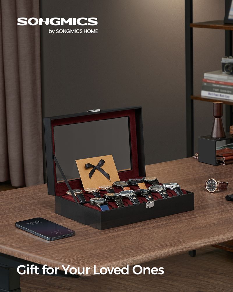 Watch Case Organizer - 6 Or 12 Slot - Large Glass Lid