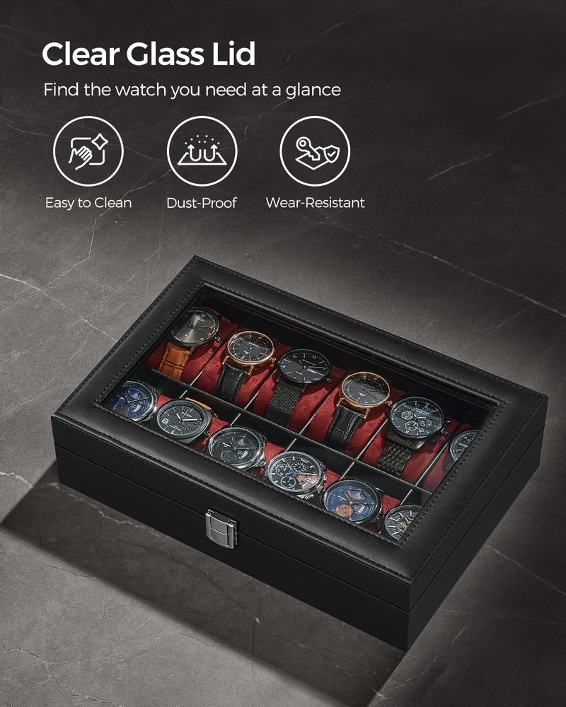 Watch Case Organizer - 6 Or 12 Slot - Large Glass Lid