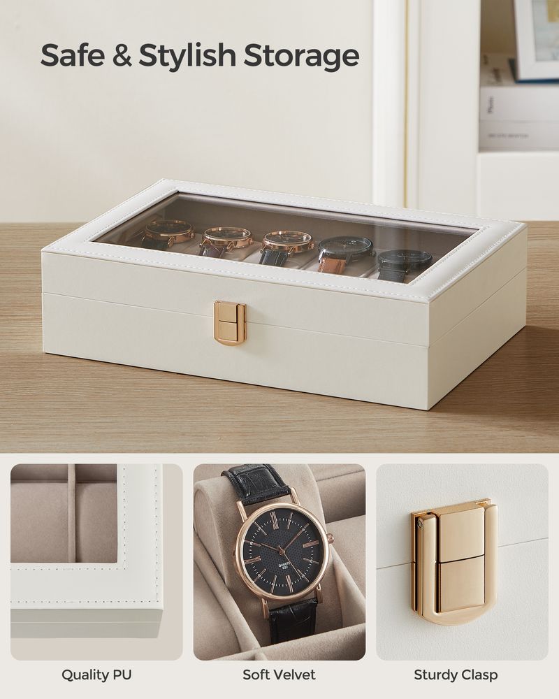 Watch Case Organizer - 6 Or 12 Slot - Large Glass Lid