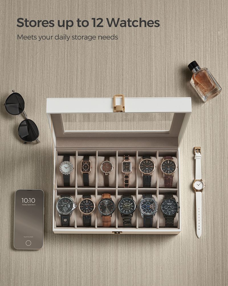 Watch Case Organizer - 6 Or 12 Slot - Large Glass Lid