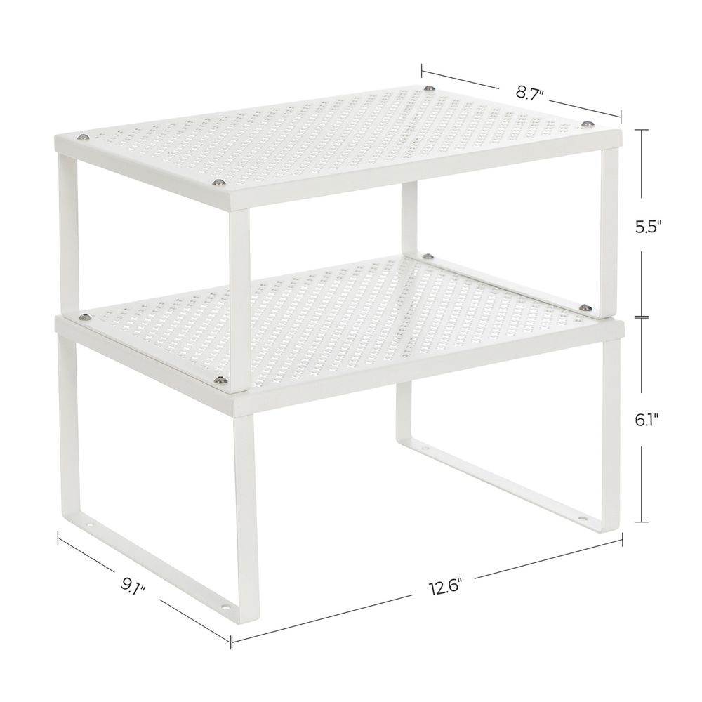 Spice Rack Organizers - Set Of 2 Stackable Metal Cabinet Shelves