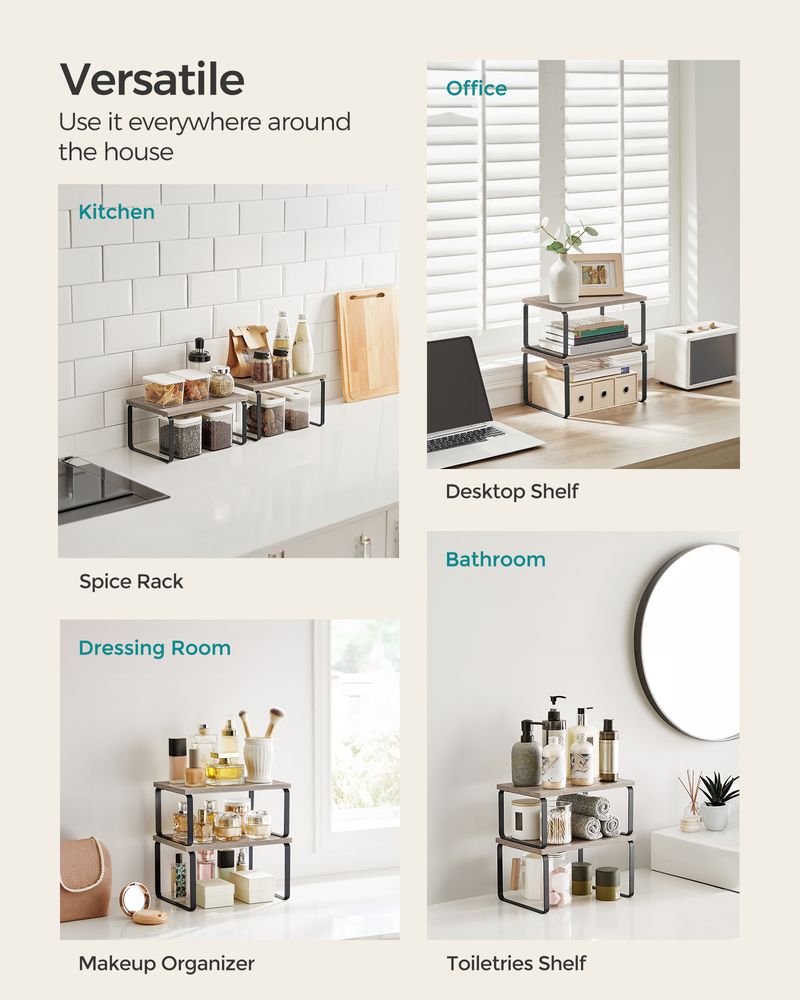 Cabinet Counter Shelves - Set Of 2 - Kitchen Storage Organizers