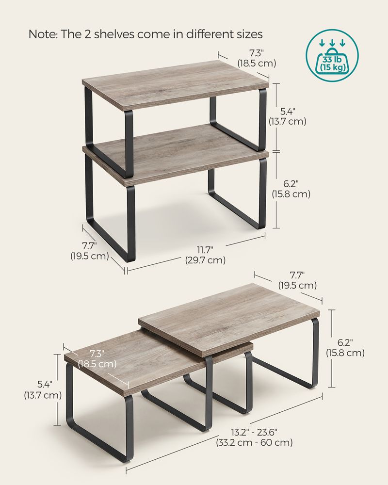 Cabinet Counter Shelves - Set Of 2 - Kitchen Storage Organizers