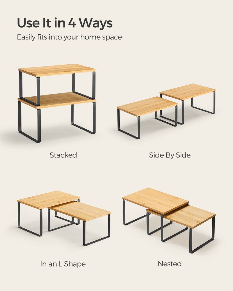 Cabinet Counter Shelves - Set Of 2 - Kitchen Storage Organizers
