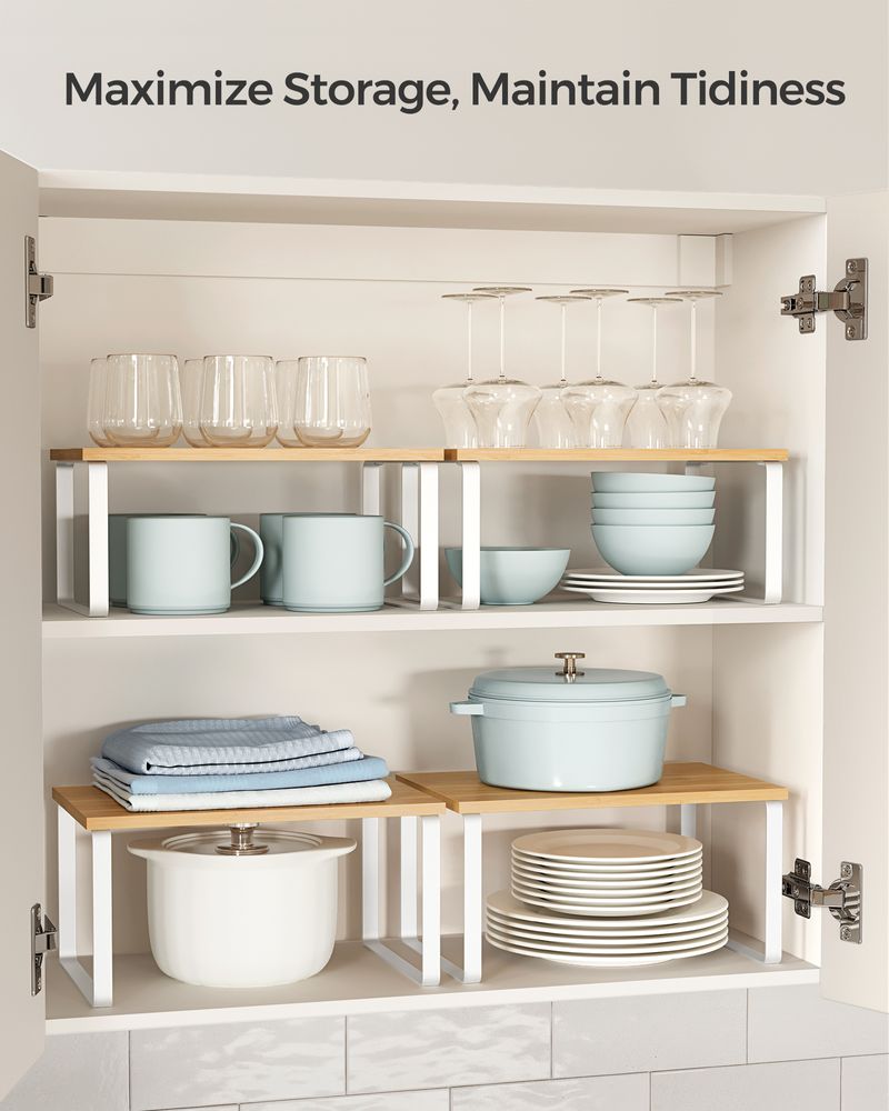 Cabinet Counter Shelves - Set Of 2 - Kitchen Storage Organizers