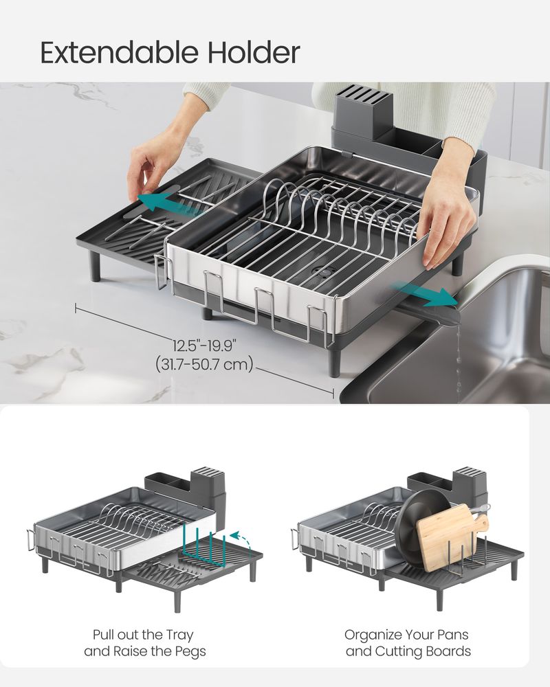 Dish Drying Rack - Expandable Stainless Steel - Kitchen Counter