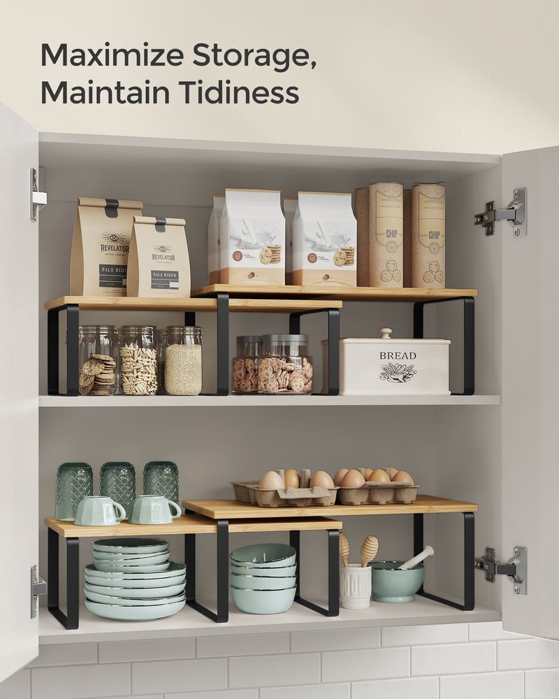 Cabinet Counter Shelves - Set Of 2 - Kitchen Storage Organizers