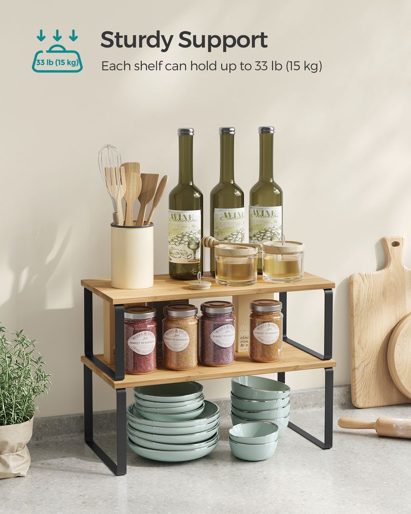 Cabinet Counter Shelves - Set Of 2 - Kitchen Storage Organizers