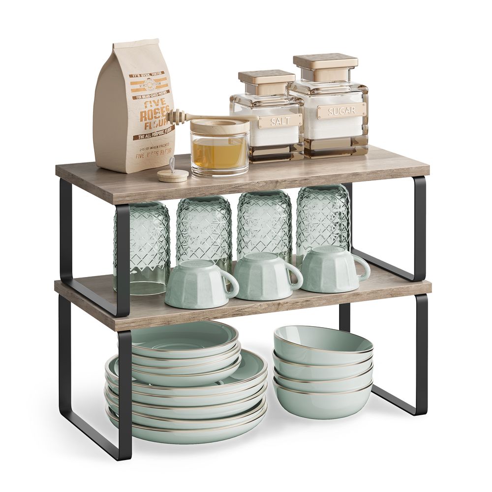 Cabinet Counter Shelves - Set Of 2 - Kitchen Storage Organizers