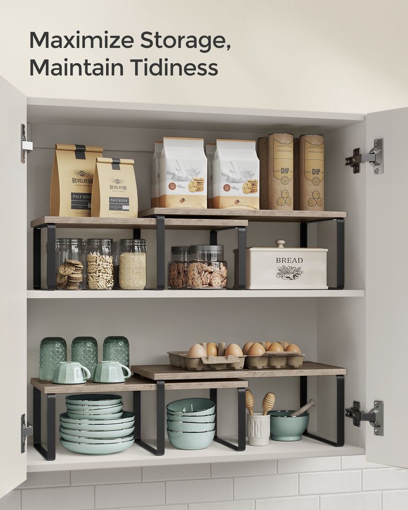 Cabinet Counter Shelves - Set Of 2 - Kitchen Storage Organizers