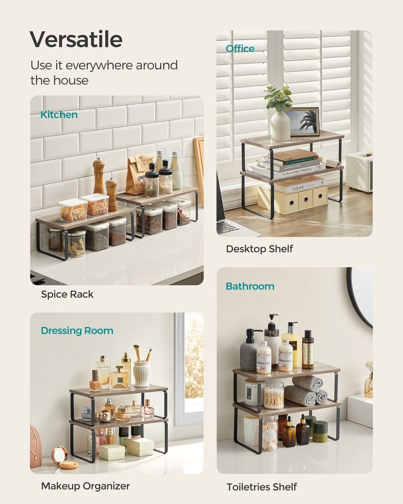 Cabinet Counter Shelves - Set Of 2 - Kitchen Storage Organizers