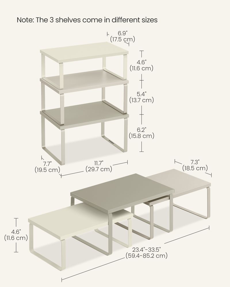 Kitchen Counter Shelves Set of 3 Stackable Organizer Rack