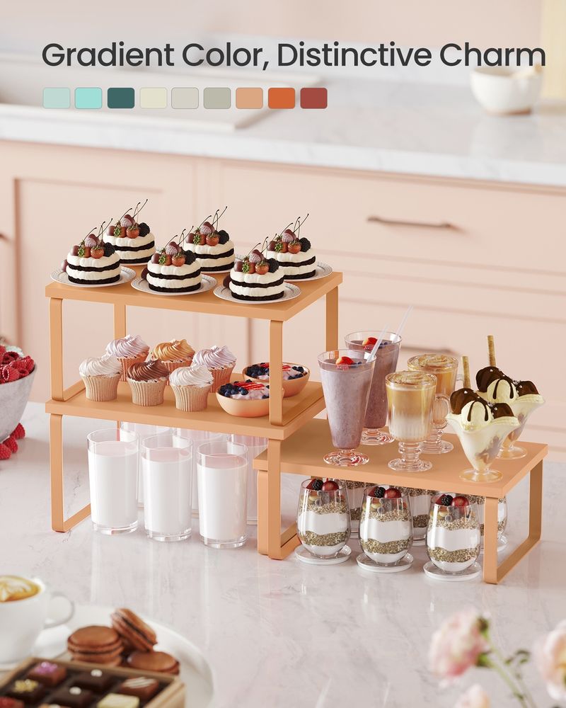 Kitchen Counter Shelves Set of 3 Stackable Organizer Rack