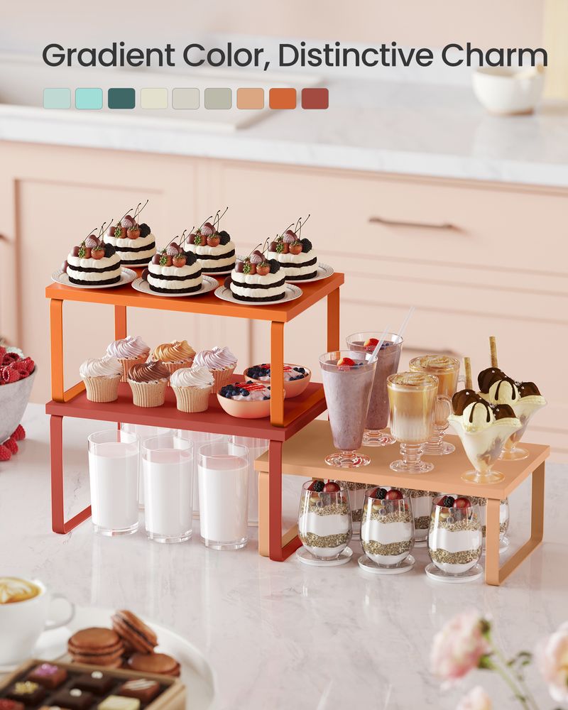 Kitchen Counter Shelves Set of 3 Stackable Organizer Rack