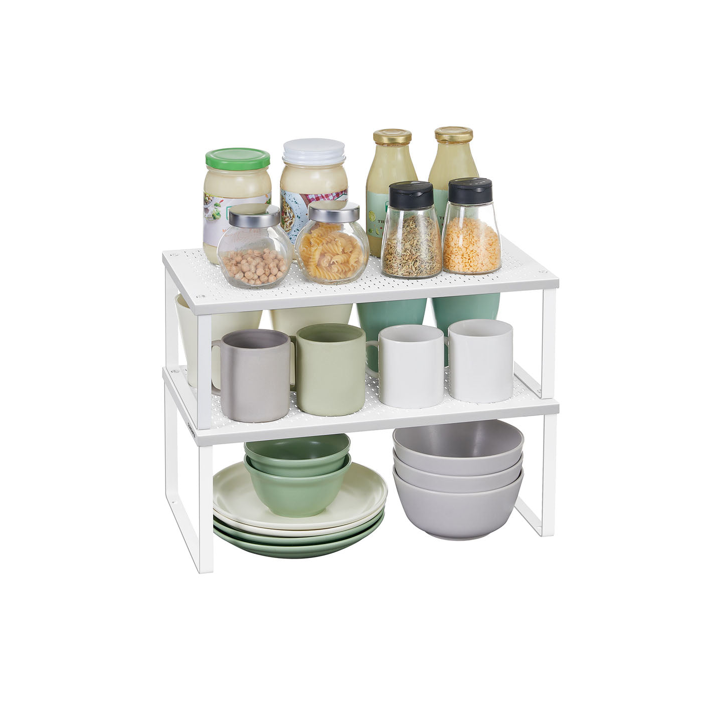 Spice Rack Organizers - Set Of 2 Stackable Metal Cabinet Shelves
